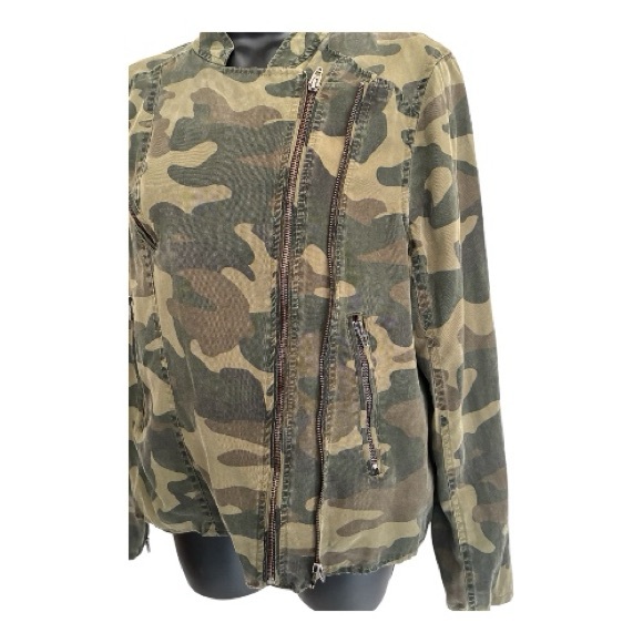 BLANKNYC On Duty Biker Motor Camo Zip-Front Utility Jacket - Olive Green Size M - Picture 2 of 8